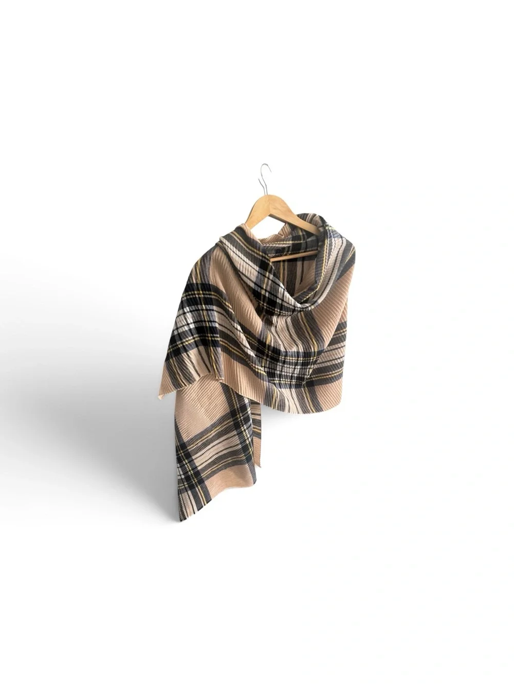 Marcus Adler Plaid Wrap Scarf in Beige and Black - Women's Accessory